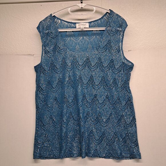 Nikki Poulis Tops - Nikki Nikki Poulis Lace Metallic Sleeveless Blouse Women's Size 1X
